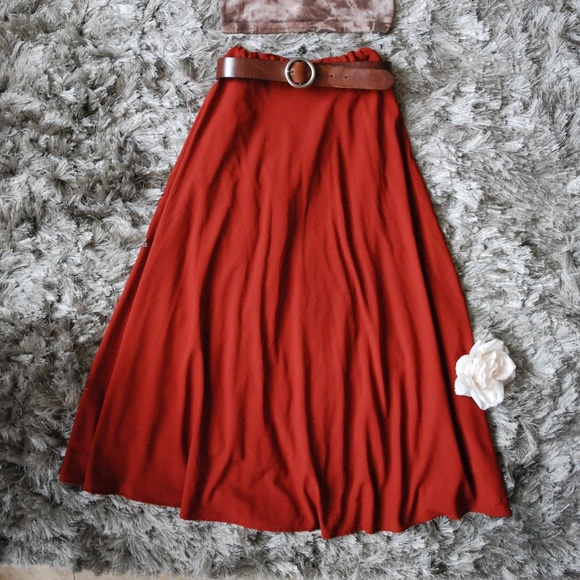 Dresses & Skirts - Orange Skirt • Flowy Boho Maxi